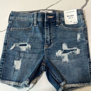 NWT Abercrombie Kids high rise bike shorts denim jean size 9/10 girls